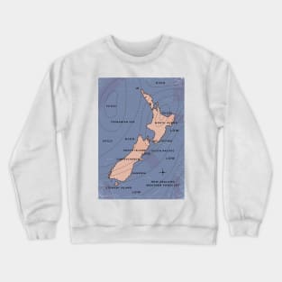 meteorological New Zealand weather map Crewneck Sweatshirt